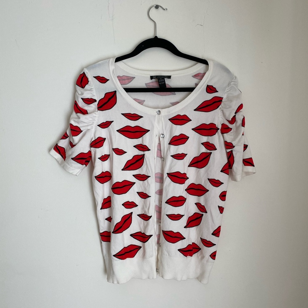 INC LIP SWEATER WITH CRYSTAL BUTTONS